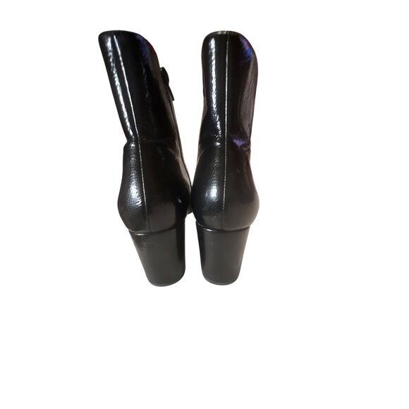 Clarks Black Leather Ankle Boots With Chunky Heels & Side Zipper Closure For Wom - Picture 4 of 7